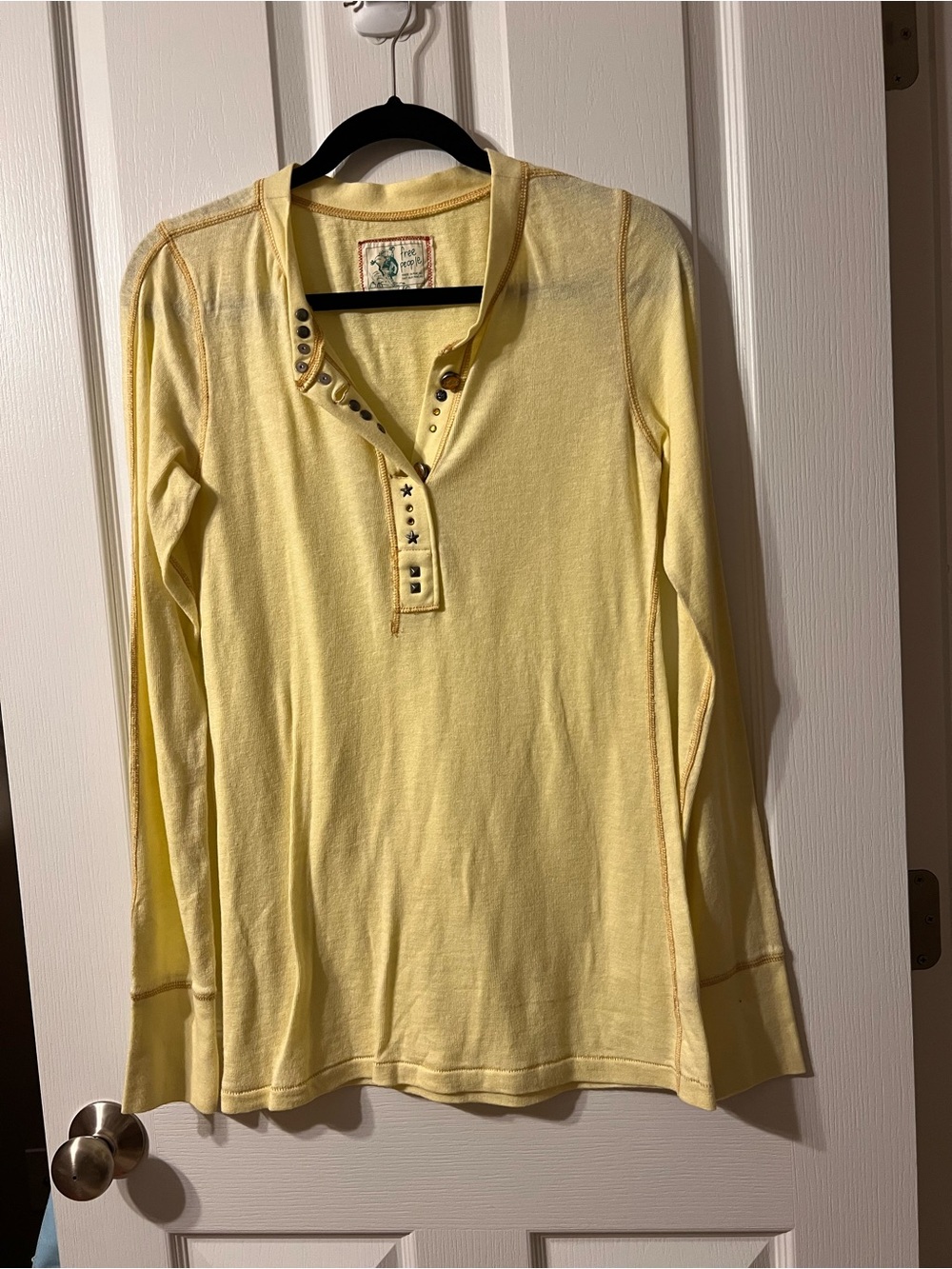 Free People Girls' Yellow Long-Sleeve Snap Henley